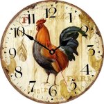 30cm horloge murale, vintage bois horloge, cuisine silencieuse  quartz sans tic - tac, coq decoration ...