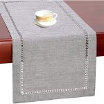 Chemin de table fait  la main - couleur unie - 33 x 183 cm - gris
