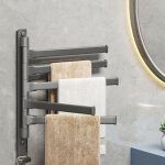 Sunxury - porte - serviettes rotatif en aluminium, barre � serviettes de salle de bains, noir, porte ...