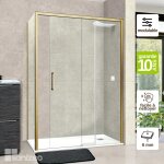 Pare douche porte coulissante et paroi latrale gauche, l. 156 / 160l. 80h195 cm, verre 6mm scurit easy ...