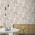 Papier peint intiss� arbres 1005 x 52cm beige, or