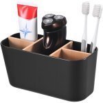 Support 5 compartiments ? rangement brosse � dents ? organisateur salle de bain / bureau ? noir