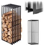 Support  bois de chauffage, bois de chauffage, panier en mtal, grande tagre noire, 100 cm