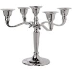Bougeoir chandelier 5 ttes en mtal argent h 27 cm - atmosphera