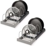 Support � couvercles r�glable en deux parties, organisateur de couvercles de casseroles de cuisine, extensible ...