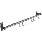 Support de cuisine, barre de cuisine auto - adh�sive avec 8 crochets mobiles