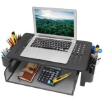 Support d'�cran r�glable avec tiroirs et paniers, gestionnaire de bureau pour ordinateurs de bureau, ...