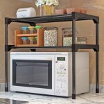 Support de four � micro - ondes, �tag�re de rangement de cuisine � 3 niveaux, cadre en m�tal noir, organiseur ...