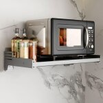 Support de four � micro - ondes suspendu en alliage d'aluminium � double couche, support mural de rangement ...