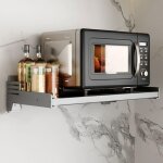 Support de four  micro - ondes suspendu en alliage d'aluminium  double couche, support mural de rangement ...