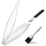 [jamais utilis�] support pour grille � poisson avec brosse � huile, pince � poisson pour griller, grille ...