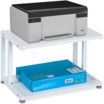Support d'imprimante, 2 niveaux, pour votre espace de travail, h x l x p : 28 x 45 x 28 cm, blanc - relaxdays ...