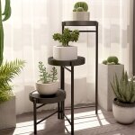 Support en mtal pour plantes, tagre pliable pour fleurs  plusieurs niveaux avec plateaux amovibles, ...