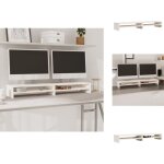 Support de moniteur blanc 100x24x13 cm bois de pin solide - support d'cran - meuble tv - bureau - bois ...