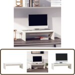 Vidaxl - support de moniteur blanc 50x27x15 cm bois de pin solide - support d'cran - meuble tv - bureau ...
