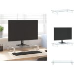 Support de moniteur blanc 60x35x8 cm verre tremp� et m�tal - support ordinateur - support �cran - support ...