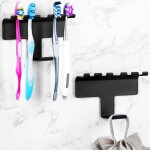 Support mural autocollant en plastique avec crochet pour �tag�re de salle de bain et de douche (noir) ...