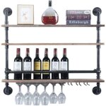 Support mural pour bouteilles r�tro - porte - verres � vin mural industriel - �tag�re murale industrielle ...