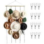 Support mural pour chapeaux avec 12 clips, rangement de chapeaux boh�me, support d�coratif pour chapeau ...