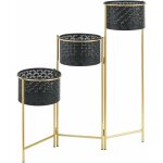 Helloshop26 - support de plante ( 3 cache - pots) mtal noir laiton