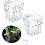 Support plante d'aquarium, pot pour plantes d'aquarium, acrylique transparent tasses panier pour plantes ...