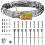 Support pour plantes grimpantes, 12m kit treillis fil, 3 mm corde en acier inoxydable kit avec 8 supports ...