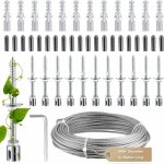 Support pour plante grimpante, kit complet en inox avec support mural et corde diam�tre 3mm (longueur ...