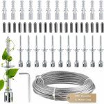 Support pour plante grimpante, kit complet en inox avec support mural et corde diamtre 3mm (longueur ...