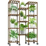 Support plantes int�rieur avec roulettes, porte plante int�rieur et ext�rieur, �tag�re plante en bois ...