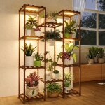 Support plantes avec lampe led, �tag�re de culture 8 niveaux en bois, meuble de jardinage int�rieur moderne ...