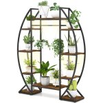 Support de plante m�tallique d'angle � 10 �tag�res ouvertes, �tag�re � fleur avec lumi�re de croissance, ...