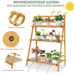 Support pour plantes pliable en bambou etagere echelle a 3 niveaux 70 x 38 x 955 cm naturel