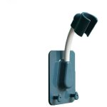 Support de pomme de douche r�glable, avec ruban adh�sif et 2 crochets, bleu / blanc
