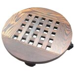 Support porte plantes en bois - dessous de pot de fleur rond en bois massif � roulettes, mobile base ...