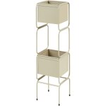 Support pour pots  2 etages jardinire d'intrieur carr 20 x 20 x 75 cm en mtal beige cotinus