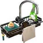 Support de rangement pour robinet avec bac d'�gouttement amovible pour cuisine et salle de bain, noir, ...