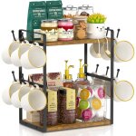 Support de rangement pour tasse de bar � caf�, 2 niveaux pour cuisine, bureau, �tag�re de rangement avec ...