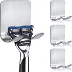 Support pour rasoir de douche, lot de 4 crochets en acier inoxydable, imperméable et auto - adhésif, ... Support pour rasoir de douche, lot de 4 crochets en acier inoxydable, imperméable et auto - adhésif, ...
