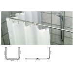 Support de rideau de douche en acier gris salle de bain 80x80x80 tringle cintrée Support de rideau de douche en acier gris salle de bain 80x80x80 tringle cintrée
