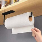 Support sopalin noir, porte rouleau essuie tout mural, auto - adh�sif porte sopalin de cuisine sans percage, ...