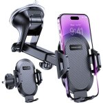 Support t�l�phone voiture 4 - en - 1 2025, ventouse militaire + bouches d?a�ration, rotation 360�, 4?7 ...