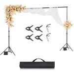 Support toile de fond 298 x 300 cm, kit support fond photo reglable, en acier au carbone, portable, avec ...