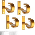 Support tringle rideaux, 4 pi�ces tringle rideau plafond, support barre penderie or, avec vis et tube ...