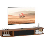 Support tv mobile, meuble t�l�vision jusqu'� 50  avec tiroir basculant, 2 �tag�res ouvertes et passe ...