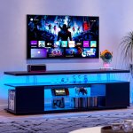 Support tv pour t�l�viseur led de 65 pouces, centre de divertissement de jeu, table de console de stockage ...