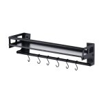 Support à ustensiles de cuisine avec 8 crochets, colle / perceuse, 2 façons d'installer le support de ... Support à ustensiles de cuisine avec 8 crochets, colle / perceuse, 2 façons d'installer le support de ...