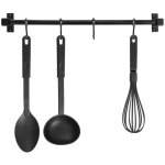 Support � ustensiles de cuisine en m�tal noir avec crochets