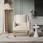 Sureh - fauteuil  bascule en lin, rocking chair avec coussin rembourr, chaise a bascule poche latrale ...