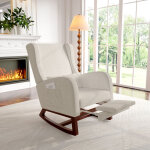 Sureh - fauteuil � bascule, rocking chair avec repose - pieds r�tractable, fauteuil allaitement, chaise ...