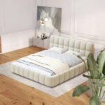 Sureh - lit 140 x 190 avec sommier, lit 2 personnes avec t�te de lit et bords rembourr�s, lit double ...